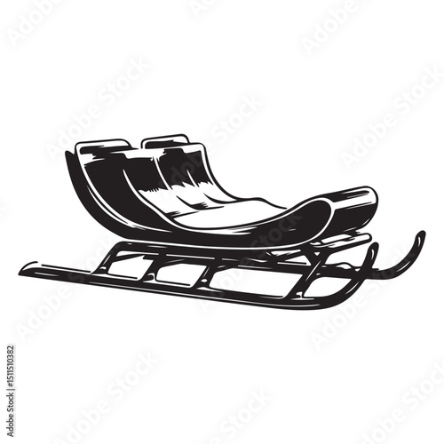 Santa claus sleigh silhouette isolated. Christmas sleigh flat illustration isolated. Festive decorative element