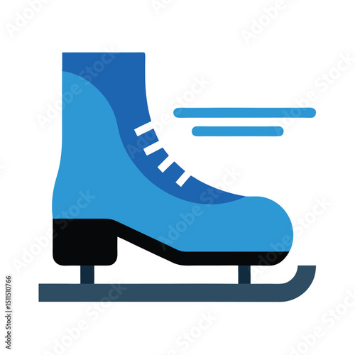 Vector illustration of a blue ice skate suitable for winter sports and recreational activities.