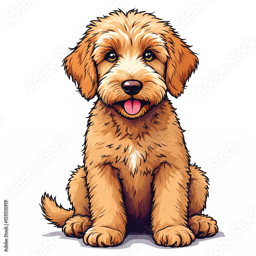 Labradoodle Puppy Vector Illustration isolated