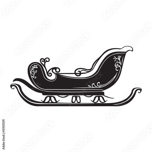 Santa claus sleigh silhouette isolated. Christmas sleigh flat illustration isolated. Festive decorative element