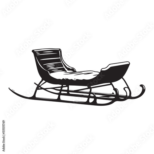 Santa claus sleigh silhouette isolated. Christmas sleigh flat illustration isolated. Festive decorative element