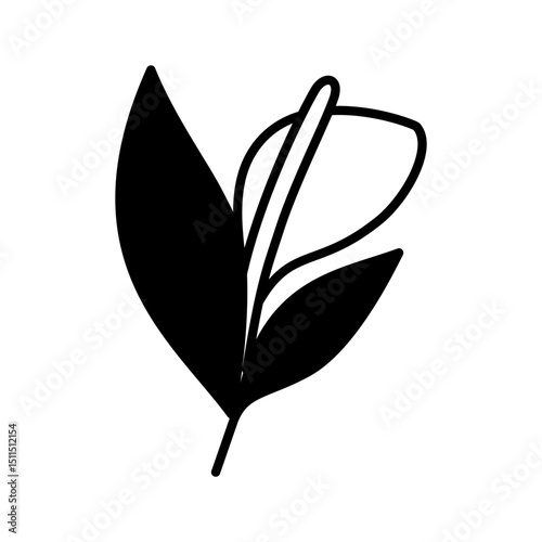 minimalist icon vector illustration of peace lily wild flower in doodle artline style. high resolution and editable perfect for symbol, logo, design element, sticker,  or poster
