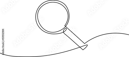 Magnifier One Line Vector Drawing. Simple Magnifier Abstract Minimal Linear Drawing. Magnifying Concept Continuous One Line Illustration Modern Trendy Contour Drawing.