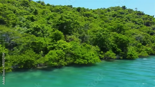 Wallpaper Mural Lush Green Island Shoreline Meets Turquoise Water in a Tropical Paradise Video Torontodigital.ca