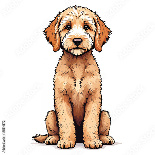 Labradoodle Puppy Vector Illustration isolated