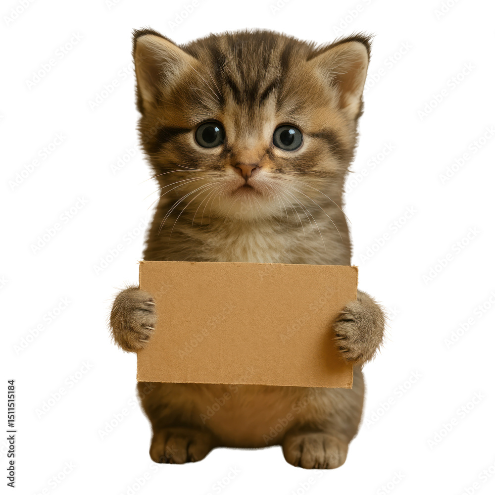 PNG Adorable kitten holding sign PNG Adorable kitten holding sign