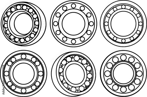 Set of Bearing Icon line art vector illustration