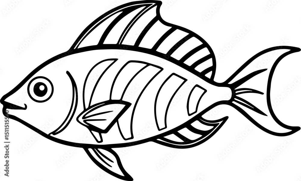 Obraz premium bony fish line art vector illustration