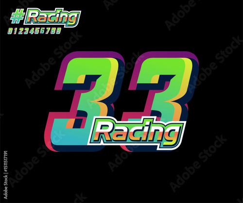 number 33 with racing text vector