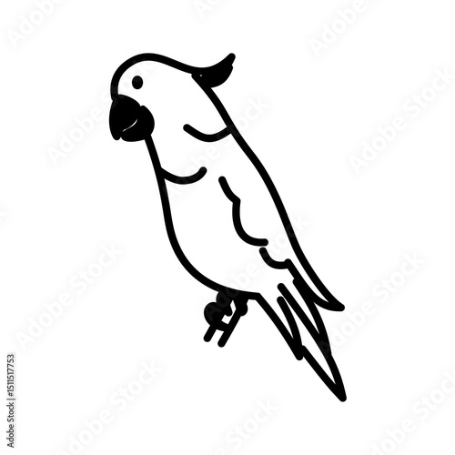 minimalist icon vector illustration of cockatoo bird or burung kakaktua in doodle artline style. high resolution and editable perfect for symbol, logo, design element, sticker,  or poster. photo