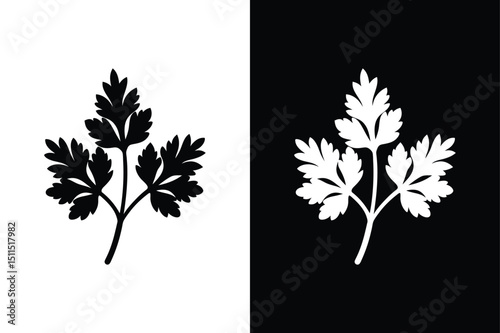 Vector Illustration of Parsley Silhouette. Simple Herb Leaf Icon Design