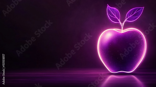 Neon apple graphic on dark background