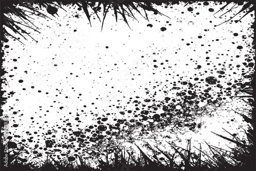 Grunge Ink Splatter Border Background | Black and White Abstract Artistic Texture Frame Design