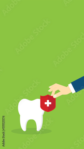 Dental insurance covering healthcare and medical cost, tooth protection or dental care concept	