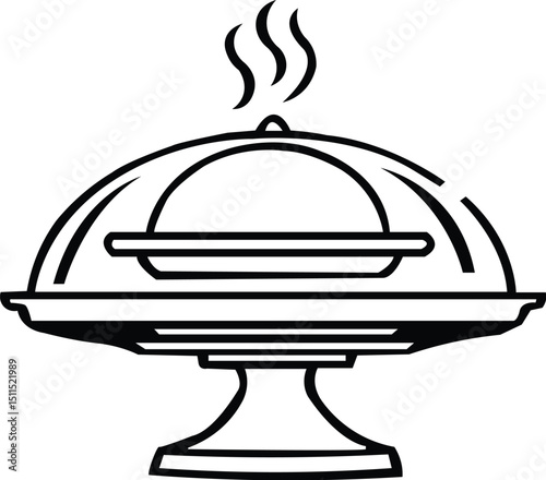 Elegant Serving Dish with Cloche Vector - Hot Meal & Catering Icon