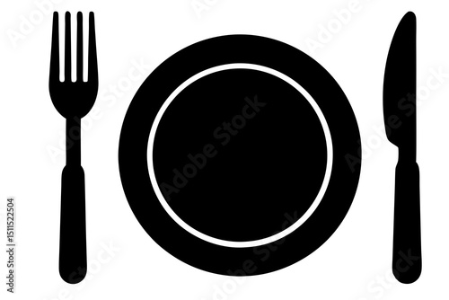 dish fork knife Silhouette vector