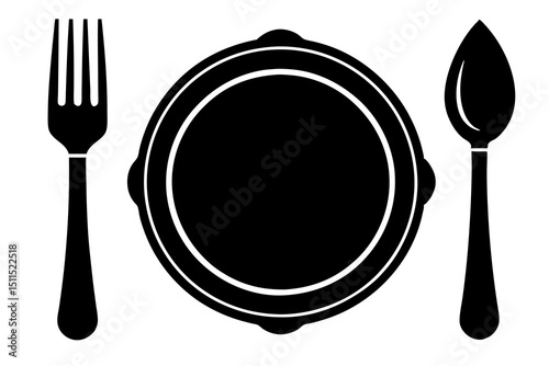 dish fork knife Silhouette vector