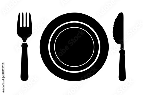 dish fork knife Silhouette vector