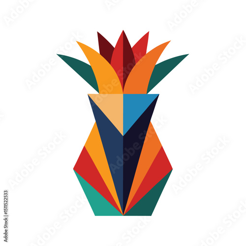 Geometric pineapple illustration with modern colorful design and white background