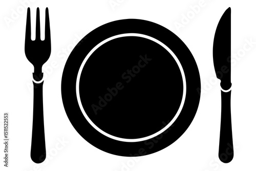 dish fork knife Silhouette vector