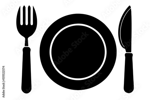 dish fork knife Silhouette vector