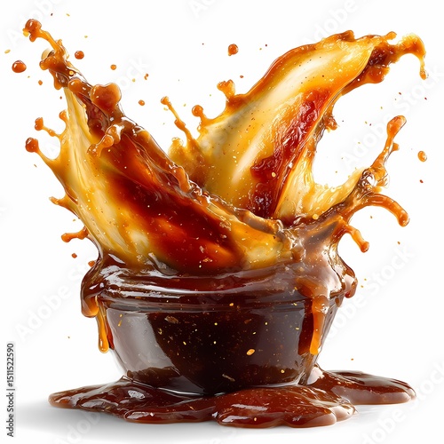 BBQ Sauce Splash Delicious Brown Sauce Photography for Food Blogs  Websites on white background