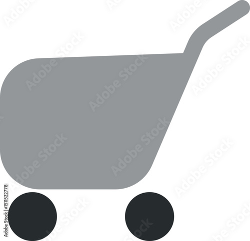 Simple Shopping Cart Icon Gray Handcart Illustration for Websites and Apps