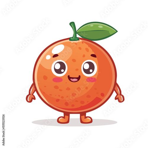 Grapefruit in cute cartoon character style with expressive face and limbs.