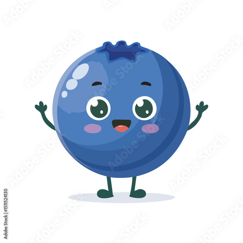 Bilberry in cute cartoon character style with expressive face and limbs.