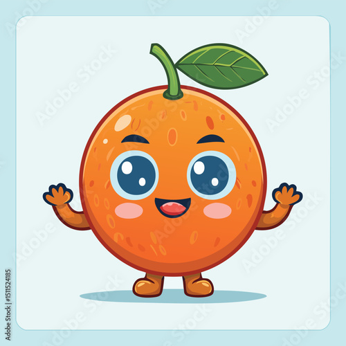 Bael Fruit in cute cartoon character style with expressive face and limbs.