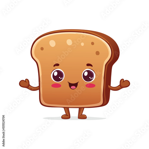Rye Bread in cute cartoon character style with expressive face and limbs.