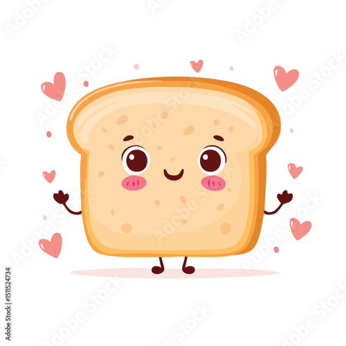 White Bread in cute cartoon character style with expressive face and limbs.