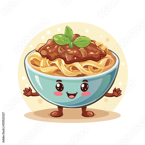Beef Stroganoff in cute cartoon character style with expressive face and limbs.