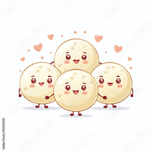 Chocolate Truffles in cute cartoon character style with expressive face and limbs.