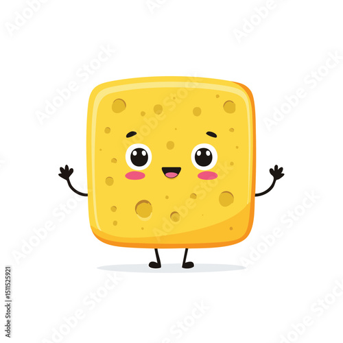 sponge in cute cartoon character style with expressive face and limbs.