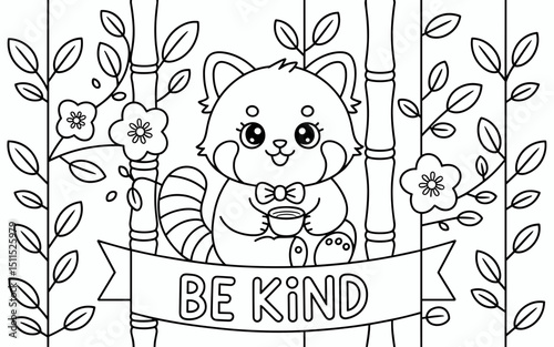 Cute Animal Coloring Page, Lineart outline illustration 