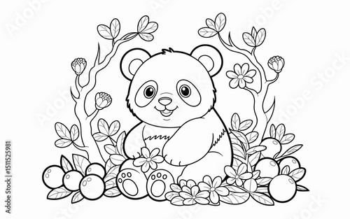 Cute Animal Coloring Page, Lineart outline illustration 