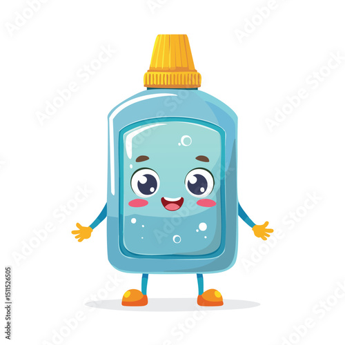 stain remover in cute cartoon character style with expressive face and limbs.
