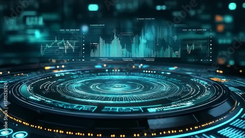 Cyberpunk Data Stream: Futuristic HUD Interface Animation