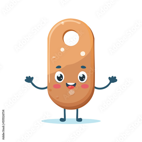 wall hook in cute cartoon character style with expressive face and limbs.