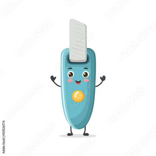 nail clipper in cute cartoon character style with expressive face and limbs.