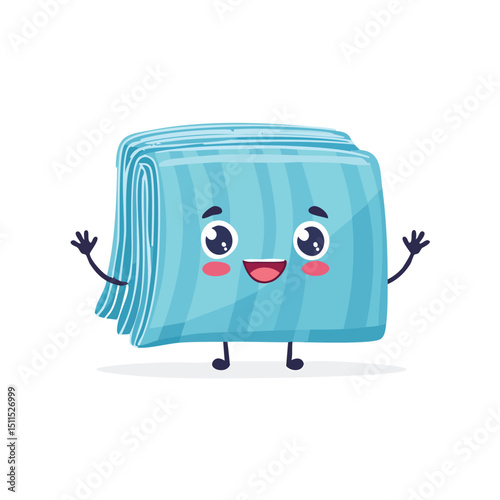 microfiber cloth in cute cartoon character style with expressive face and limbs.