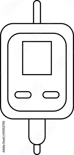 glucose in blood icon. Glucometer with monitor for meter sugar in diabetes. Tester, device for test of glucose level. High diabetic or hypoglycemia. Sign of mellitus. Symbol of hyperglycemia.