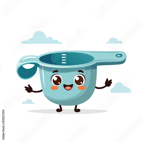 Measuring scoop in cute cartoon character style with expressive face and limbs.