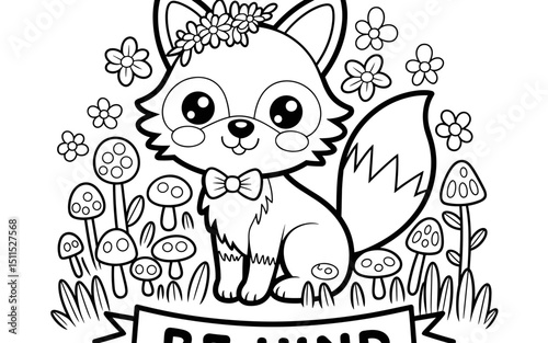 Cute Animal Coloring Page, Lineart outline illustration 