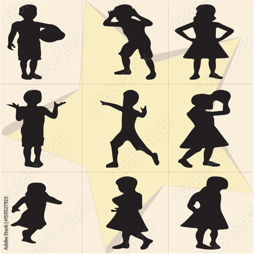 All kind of Playing Doll vector Black and white set-36