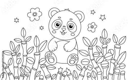 Cute Animal Coloring Page, Lineart outline illustration 
