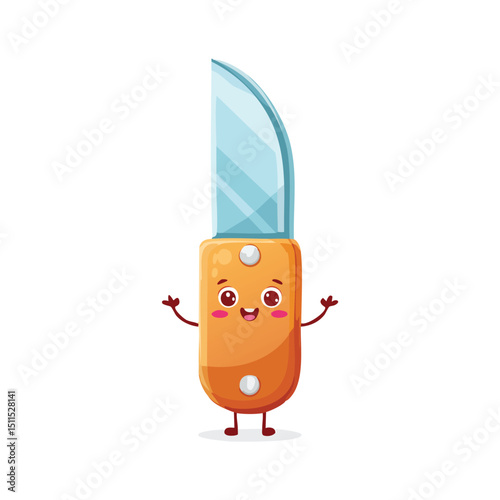 Fruit knife in cute cartoon character style with expressive face and limbs.