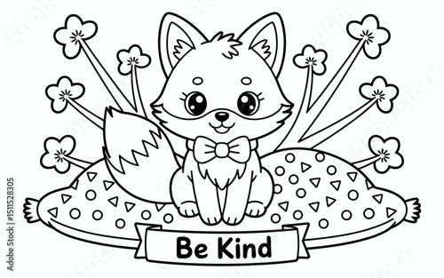 Cute Animal Coloring Page, Lineart outline illustration 