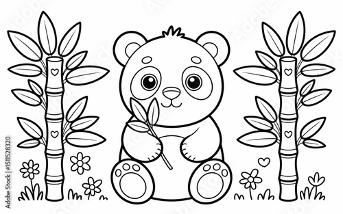 Cute Animal Coloring Page, Lineart outline illustration 